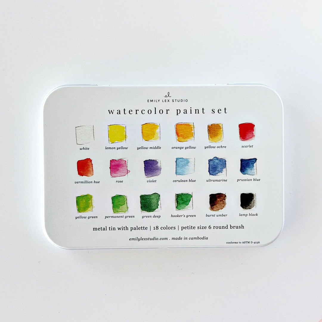 WATERCOLOR PAINT SET 18 COLORS W/BRUSH