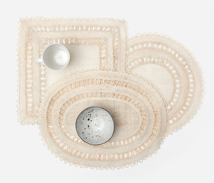 PLACEMAT BLEACHED ABACA SQUARE