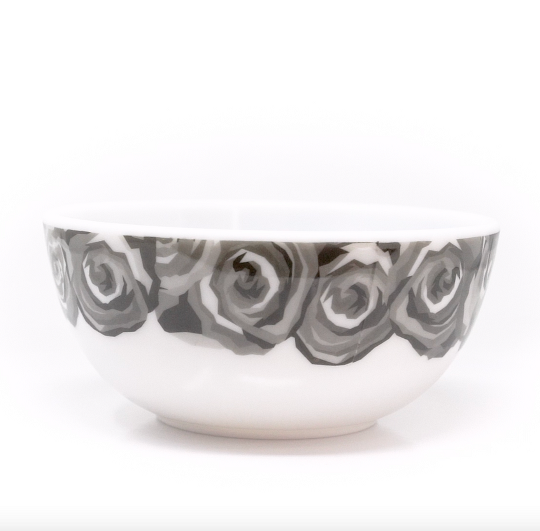 DINNERWARE MELAMINE GRAY ROSES
