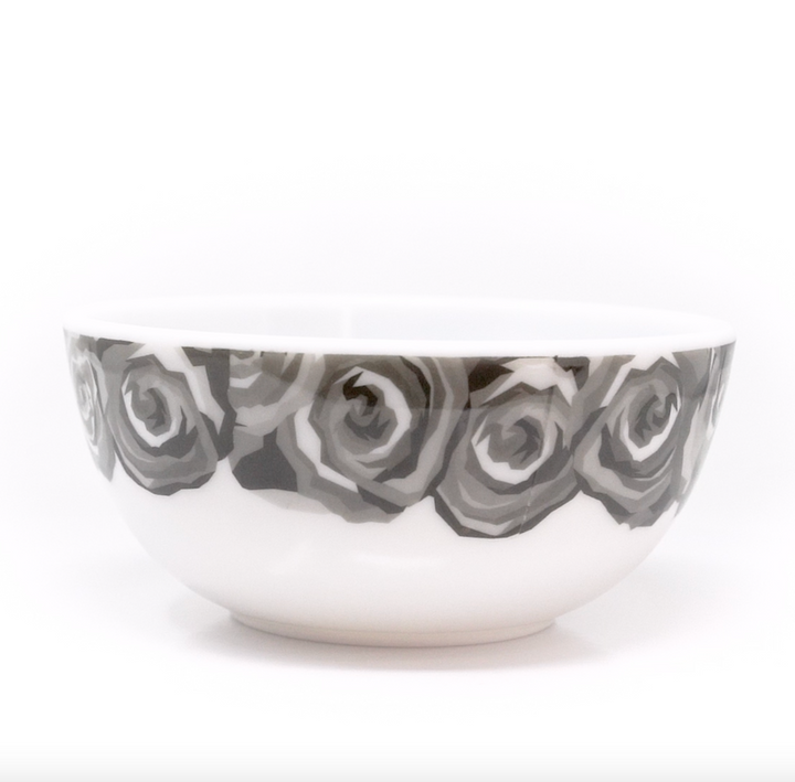 DINNERWARE MELAMINE GRAY ROSES