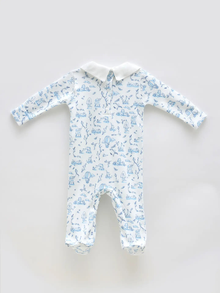 ONESIE FOOTED TOILE DE JOUY/BLUE