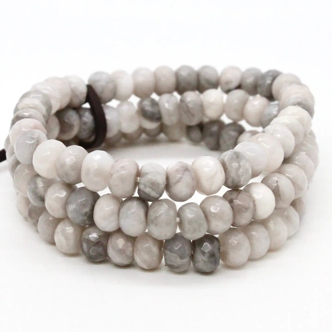 BRACELET FACETED WHITE CRAZY LACE AGATE