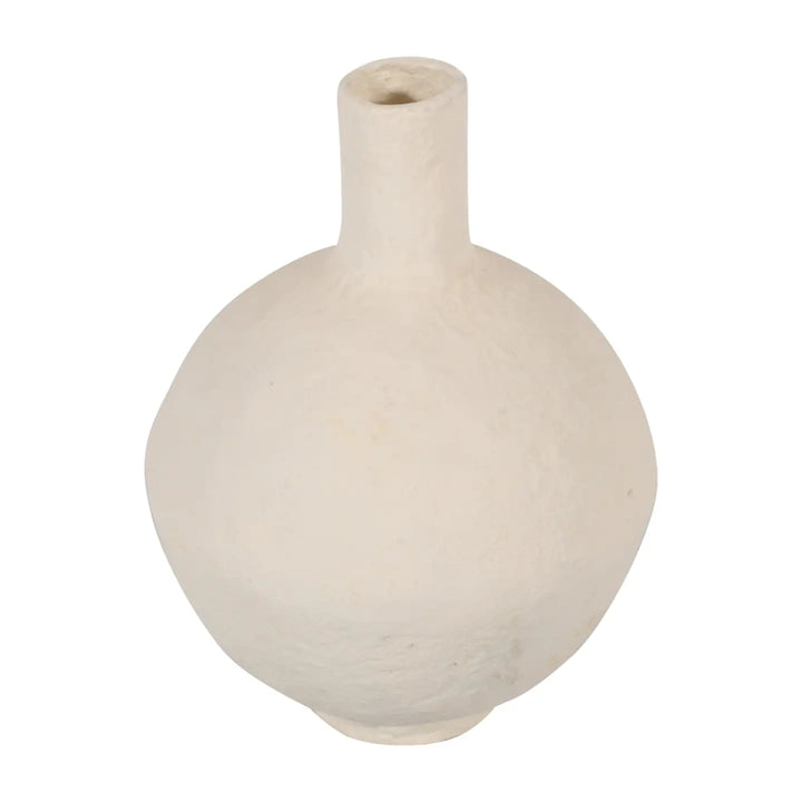 VASE PAPER MACHE OFF-WHITE WITH LONG NECK #70045