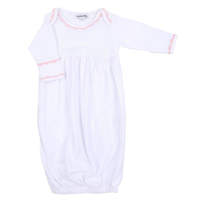 GOWN WITH PINK CROCHET TRIM