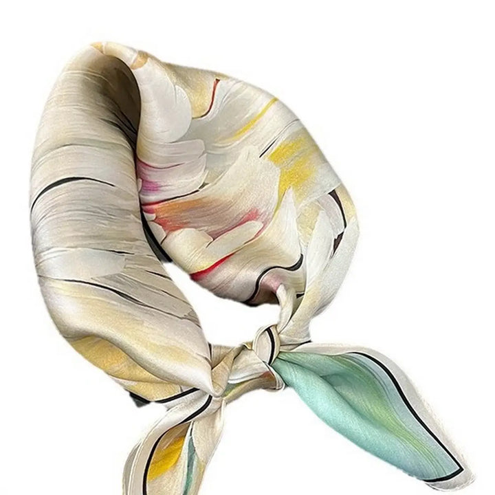 SCARF 100% SILK CAMELLIA BLOOM BEIGE