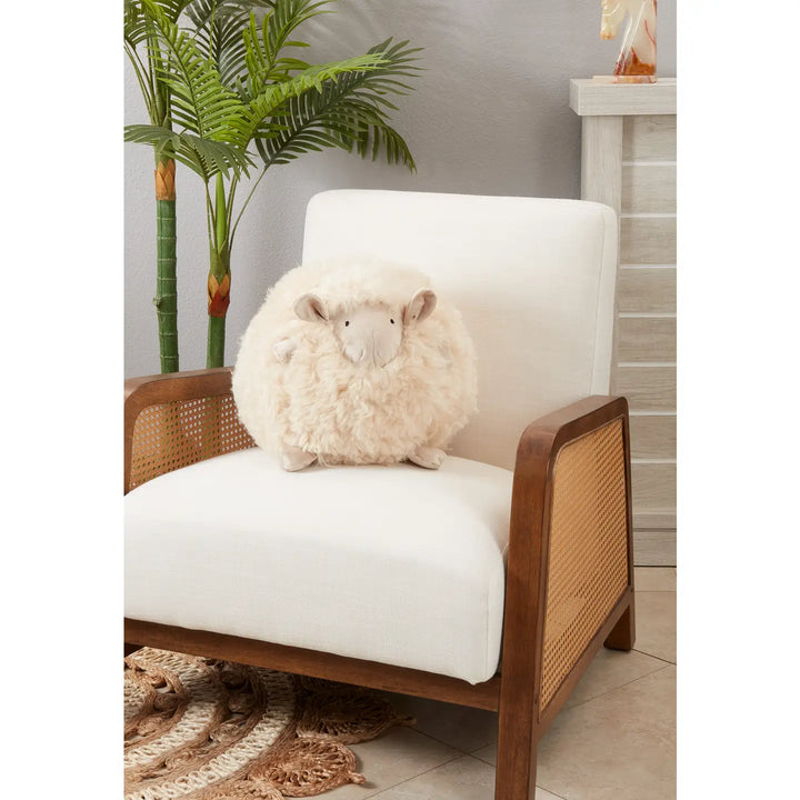 PILLOW FUR LAMB ROUND