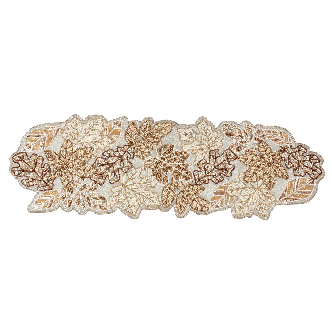 TABLE RUNNER BEADED FALL LEAVES