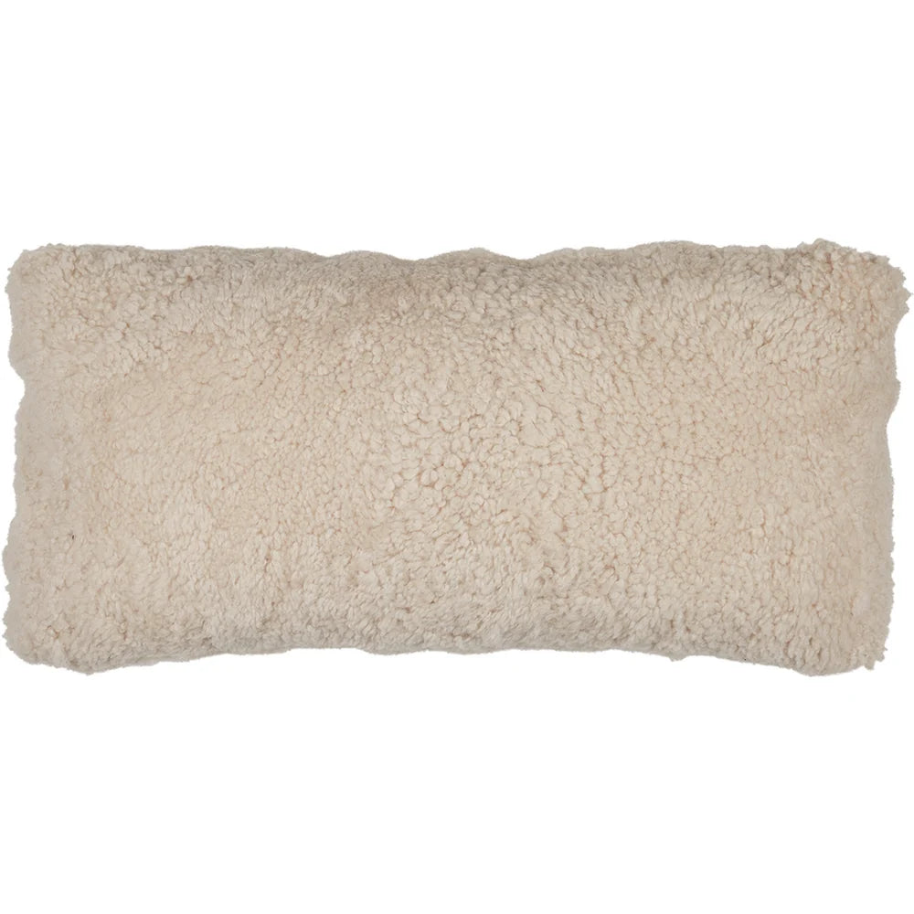 PILLOW SHORT WOOL SHEEPSKIN PEARL 14X36