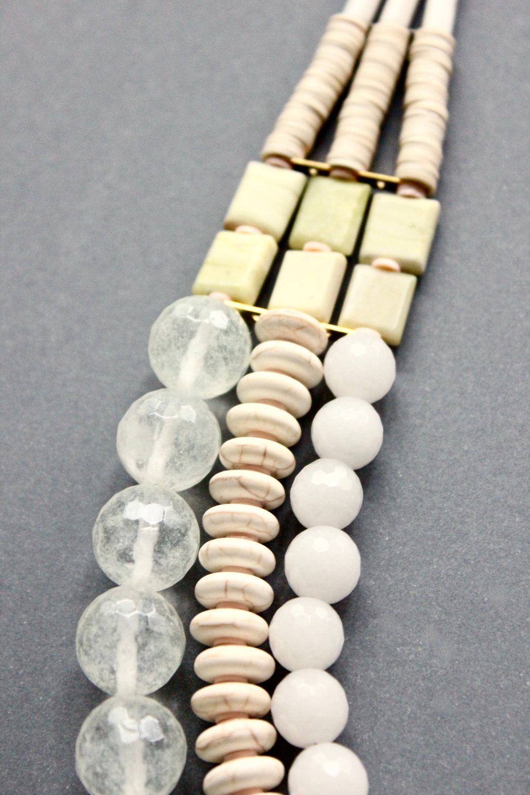 NECKLACE TRIPLE STRAND WHITE STONE