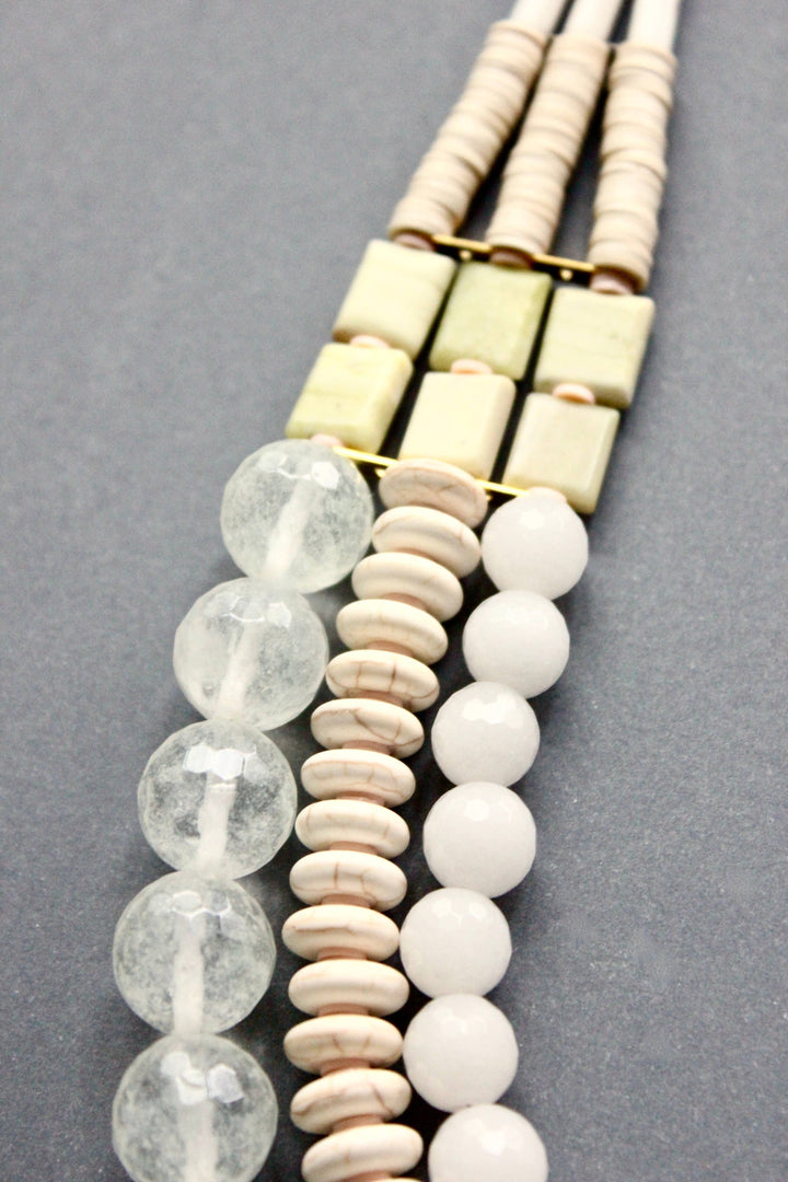 NECKLACE TRIPLE STRAND WHITE STONE