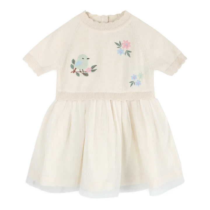 BABY DRESS BIRD FLORAL TUTU NATURAL