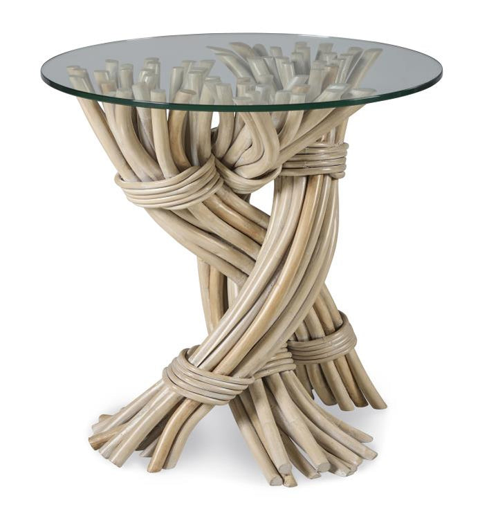 BRAIDED KNOT SIDE TABLE - LIMEWASH