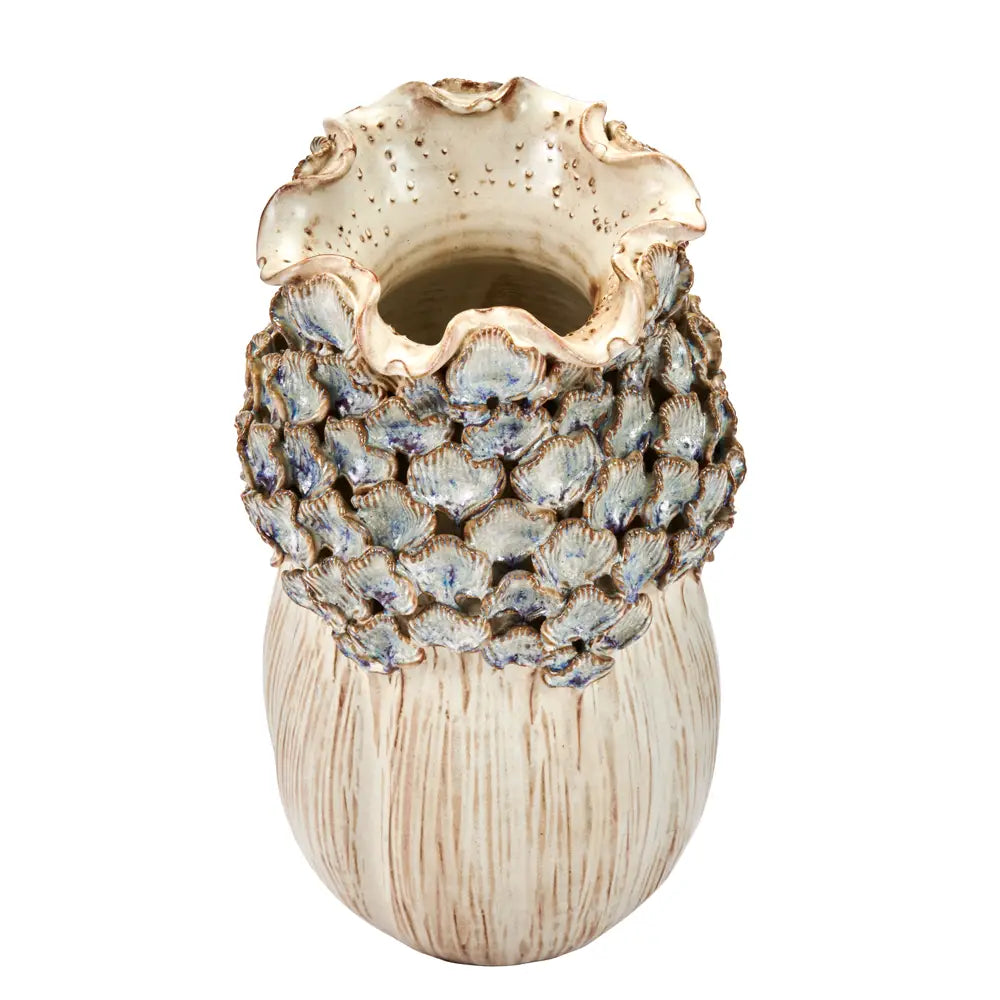 LG VASE CREAM WHITE FLOWER BULB