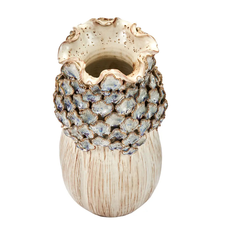 LG VASE CREAM WHITE FLOWER BULB