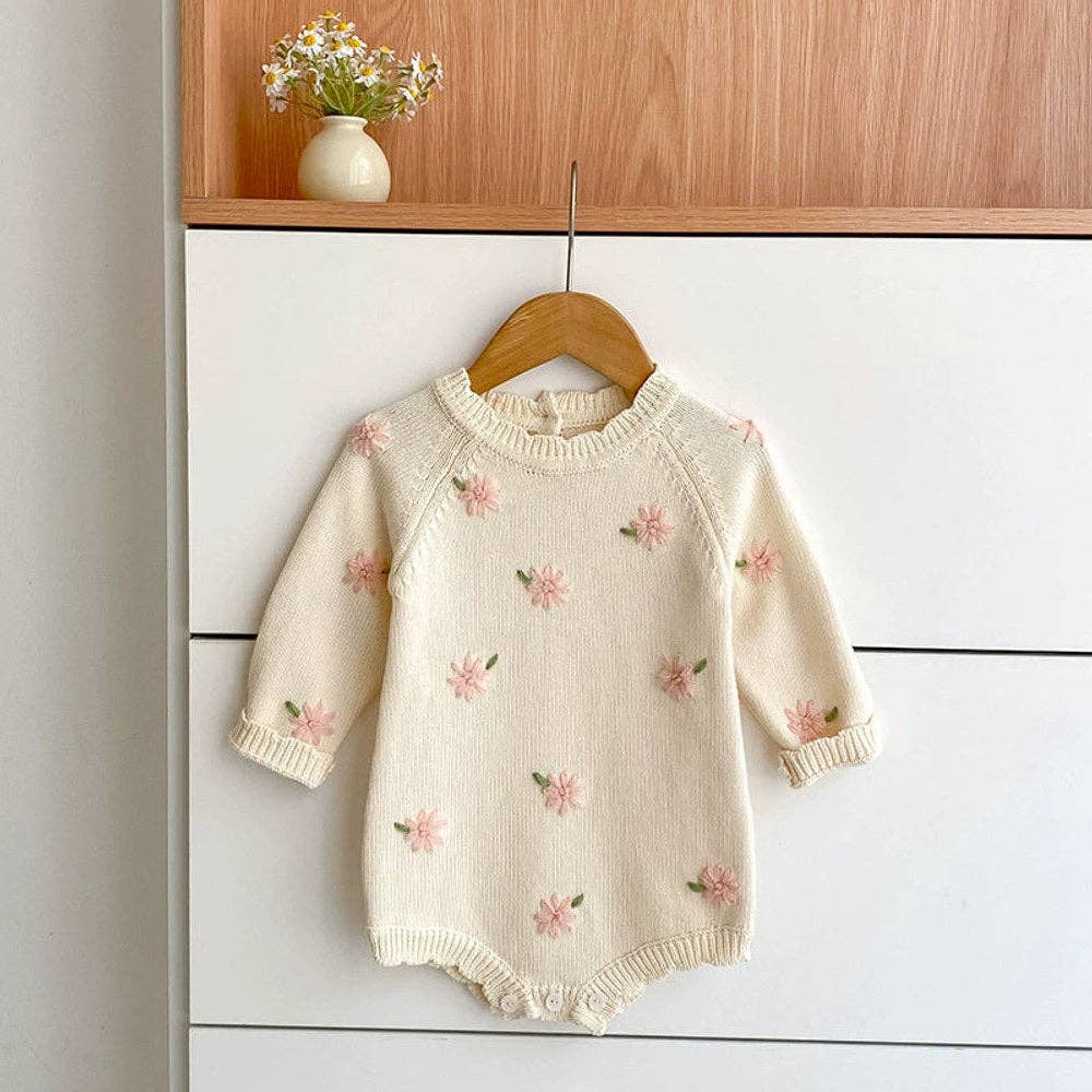 BODYSUIT LONG SLEEVE FLOWERS EMBROIDERED