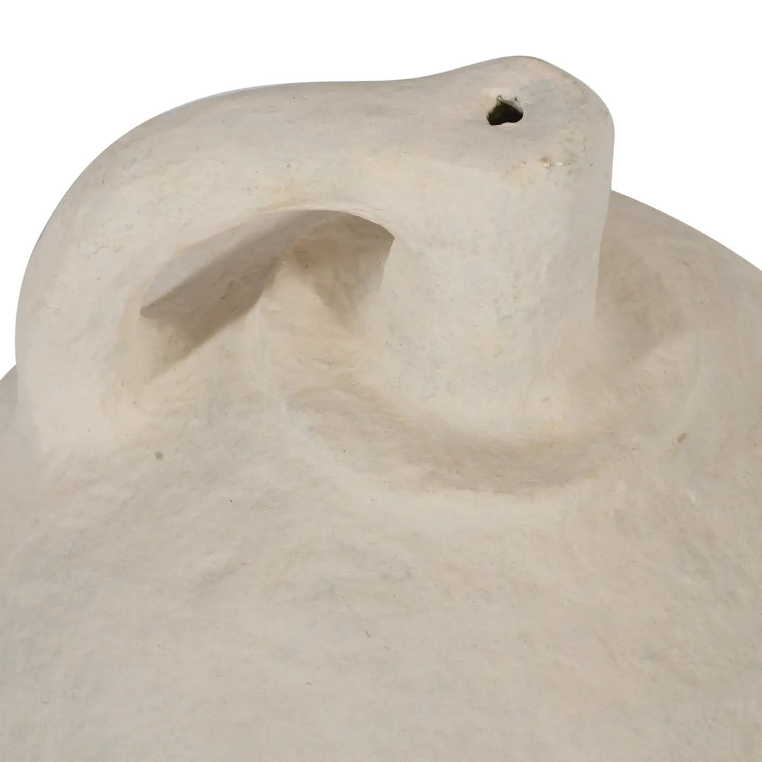 VASE PAPER MACHE OFF-WHITE WITH HANDLE #70043