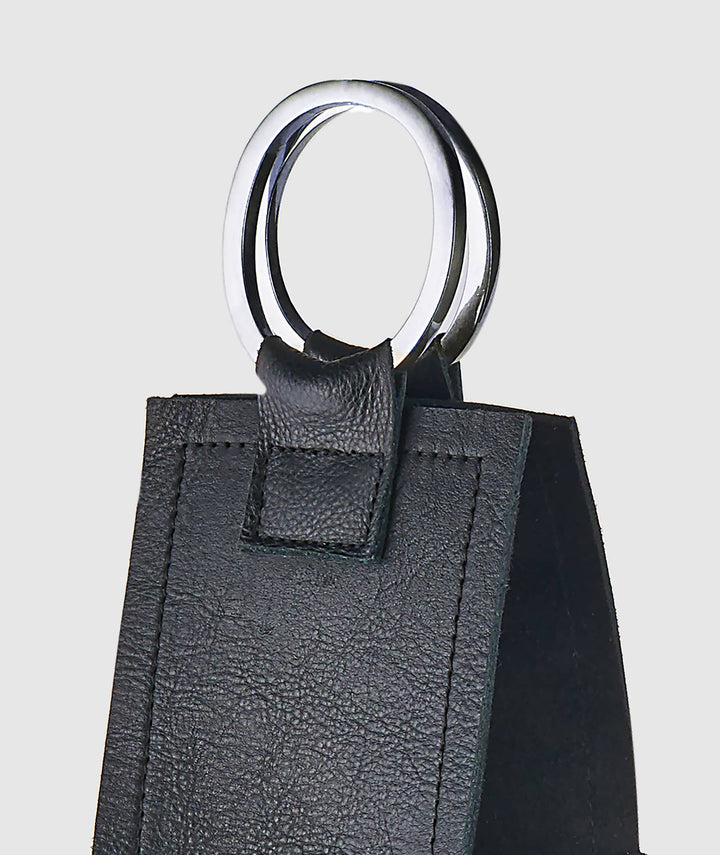 WINE TOTE BLACK LEATHER #22018