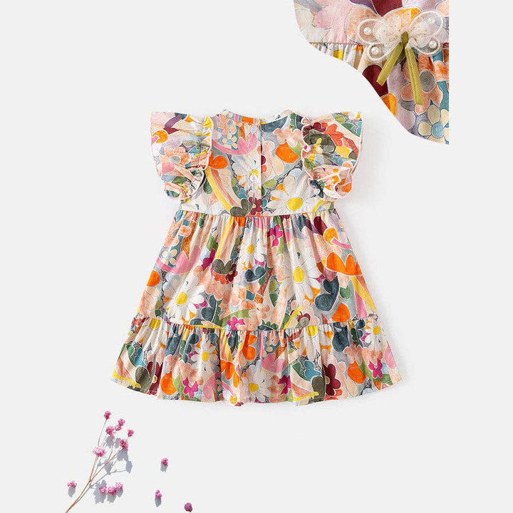 DRESS FLORAL FLY SLEEVES