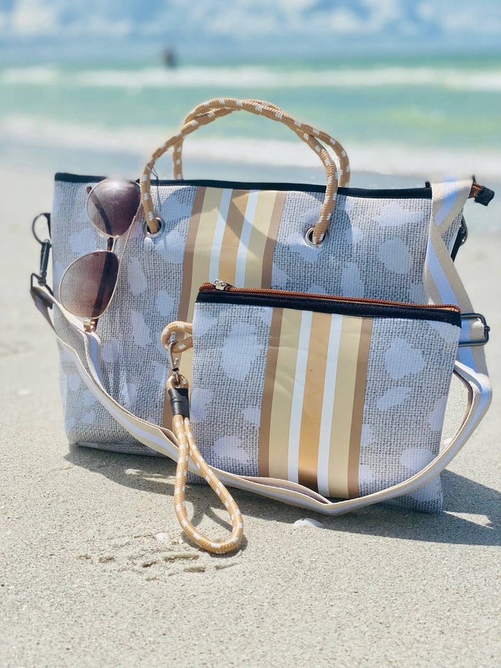 TOTE & WRISLET ANIMAL PRINT LINEN #78688