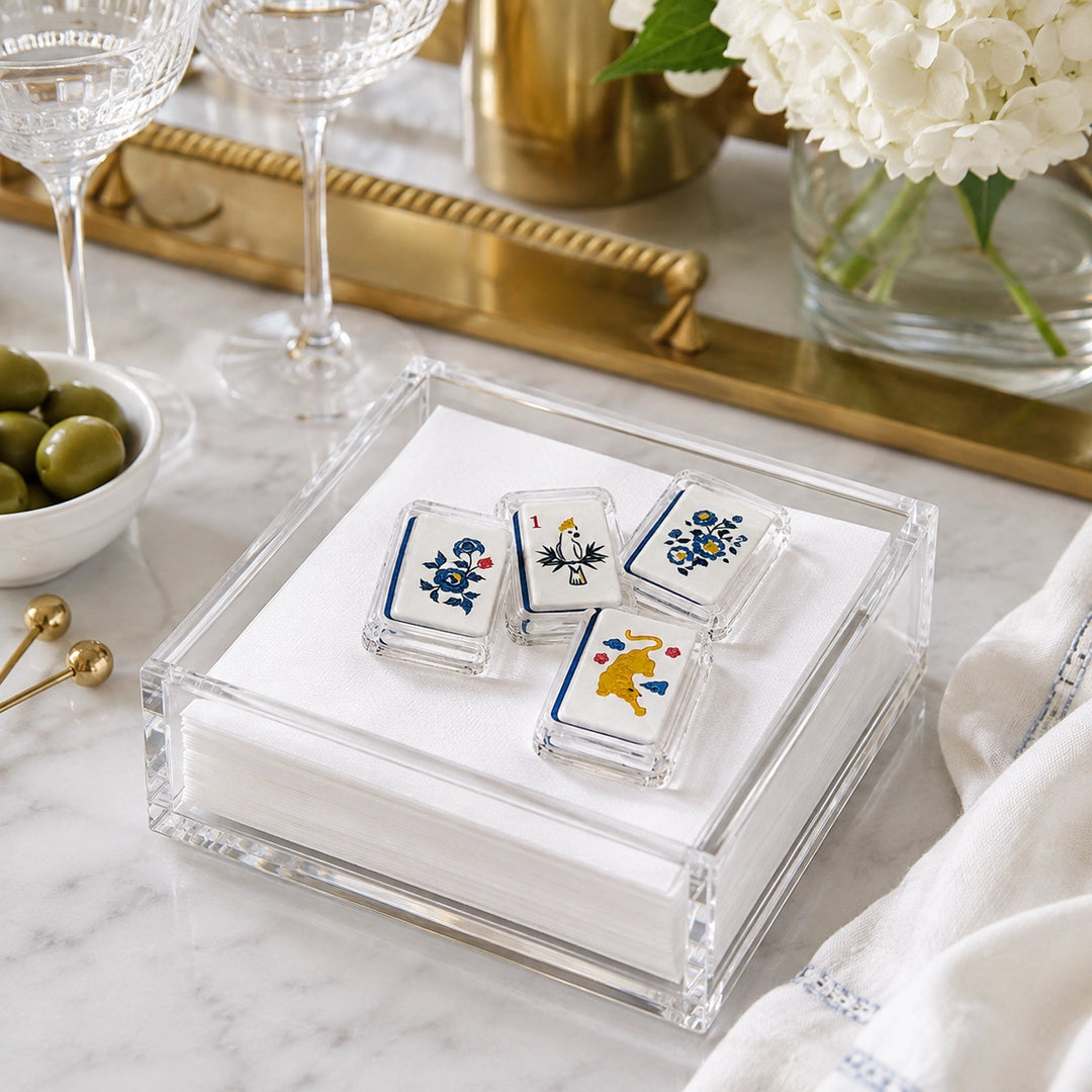 NAPKIN WEIGHT MAHJONG 2 & HOLDER
