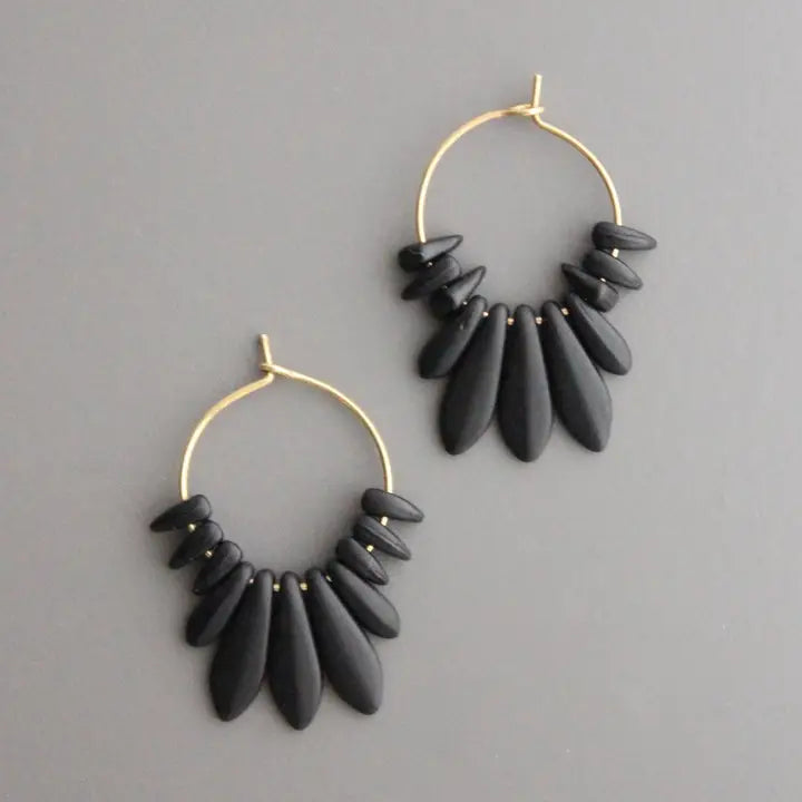 EARRINGS HOOP PLATED CZECH GLASS