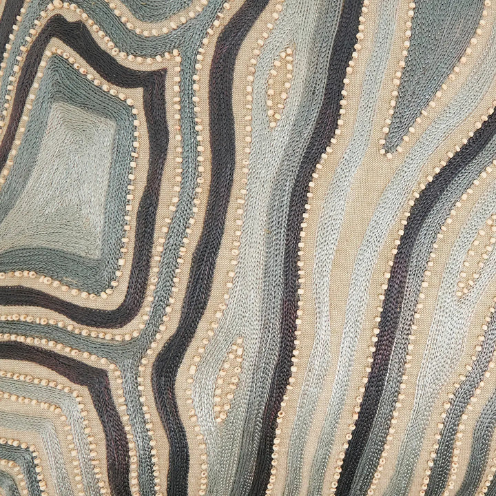 PILLOW EMBROIDERED SWIRL BLUE 20X20