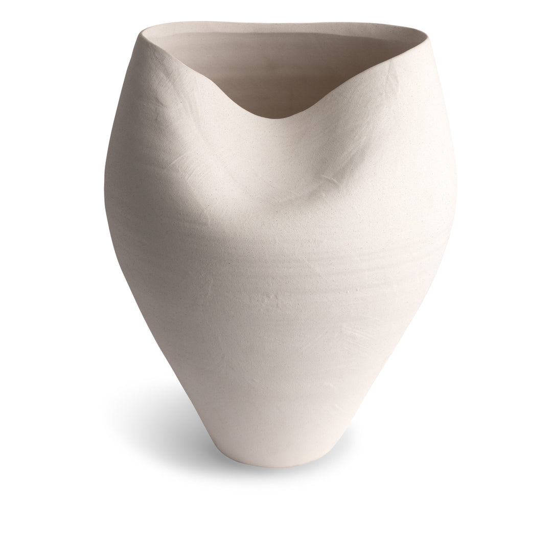 VASE WHITE CERAMIC INDENTATION 14W 17H