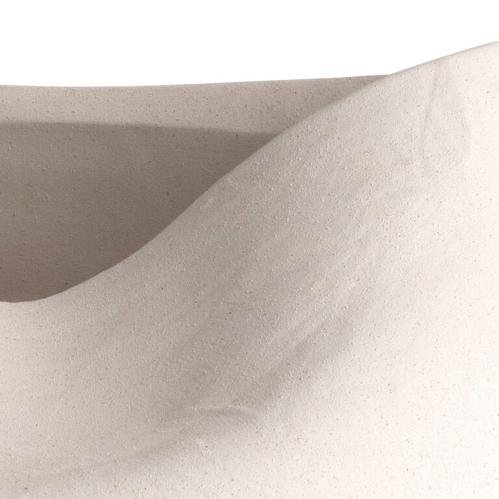 VASE WHITE CERAMIC INDENTATION 14W 17H