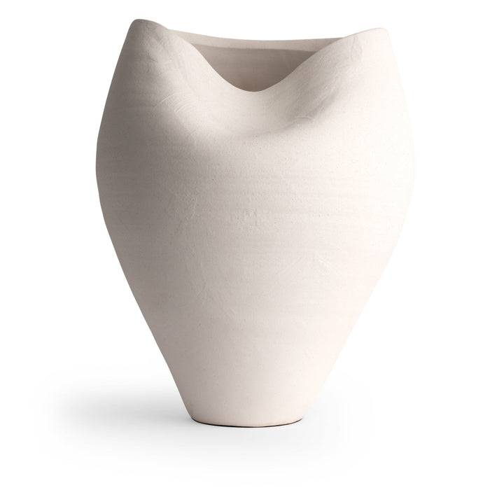 VASE WHITE CERAMIC INDENTATION 14W 17H