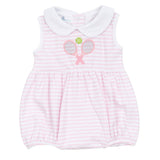 ROMPER CUTIES APPLIQUE COLLARED BUBBLE PINK