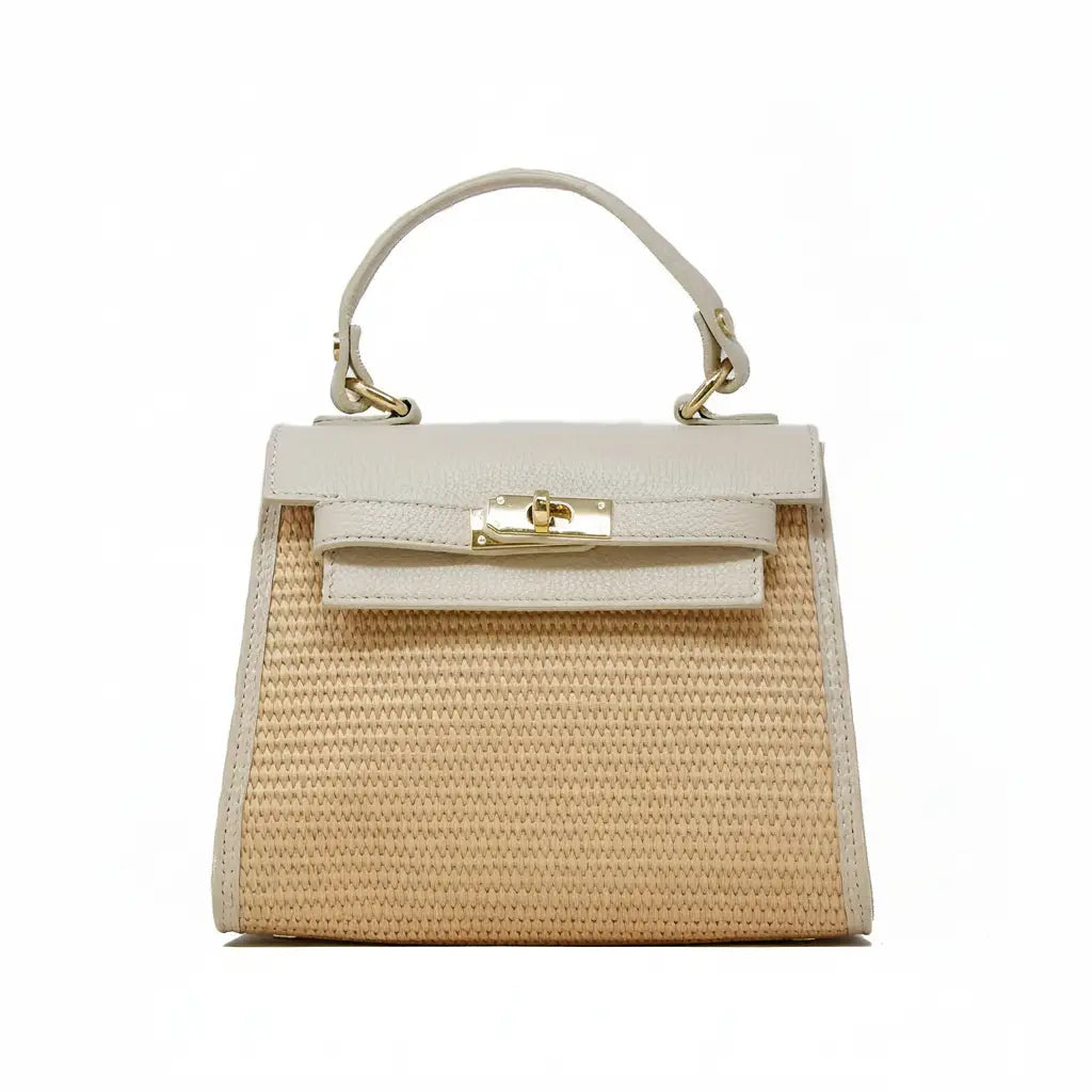 CROSSBODY BAG HANDLE RAFFIA&LEATHER