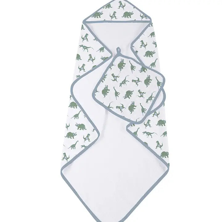 WASHCLOTH SET GRANITE GREEN DINOSAURS