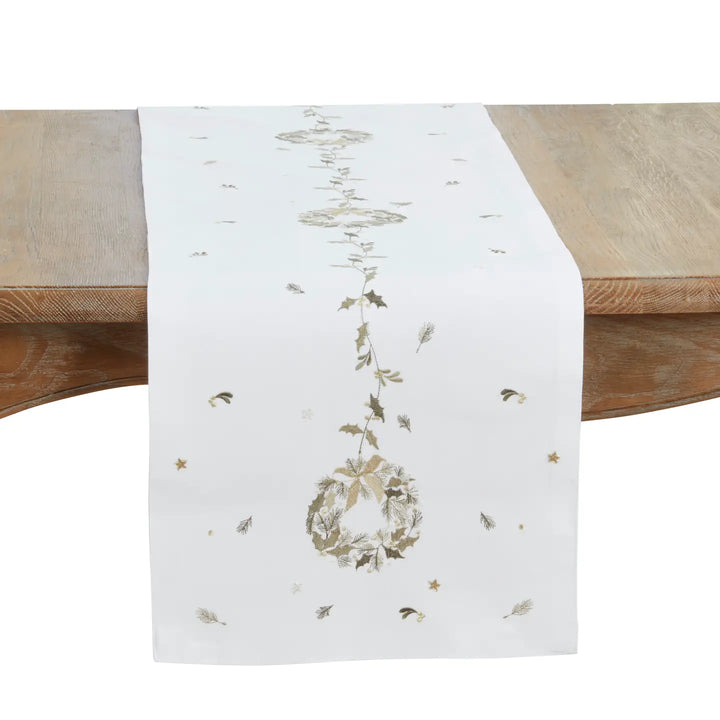 TABLE RUNNER EMBROIDERED WHITE