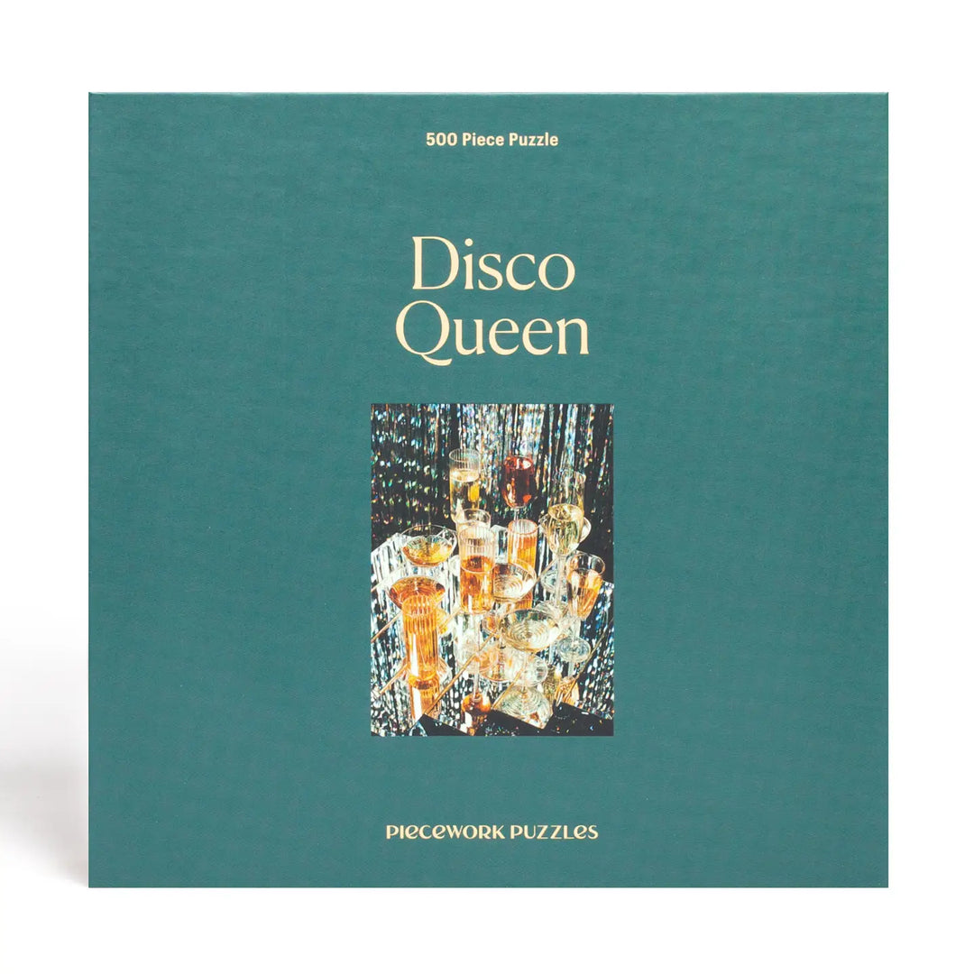 Puzzle box titled 'Disco Queen' with a green cover and illustration of a disco dancer.