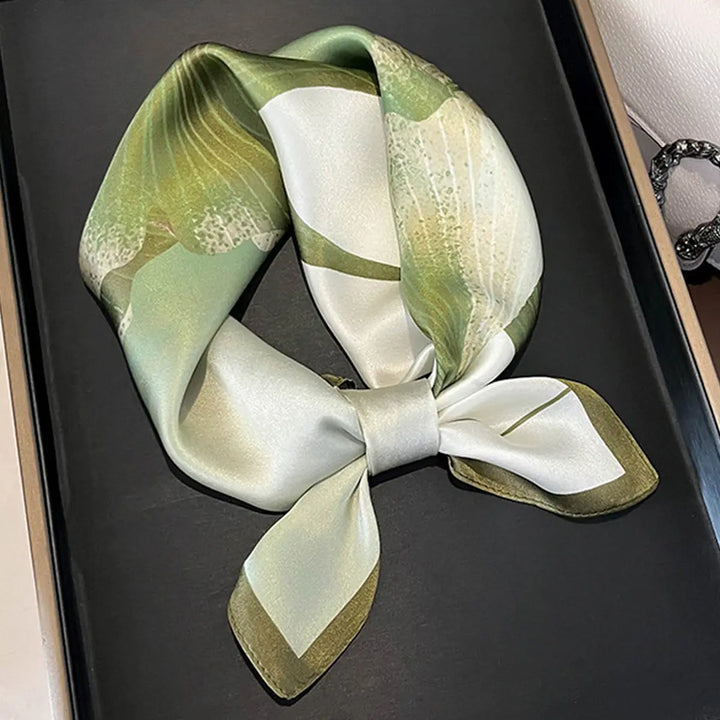 SCARF 100% SILK FLOWER ELEGANT LOTUS