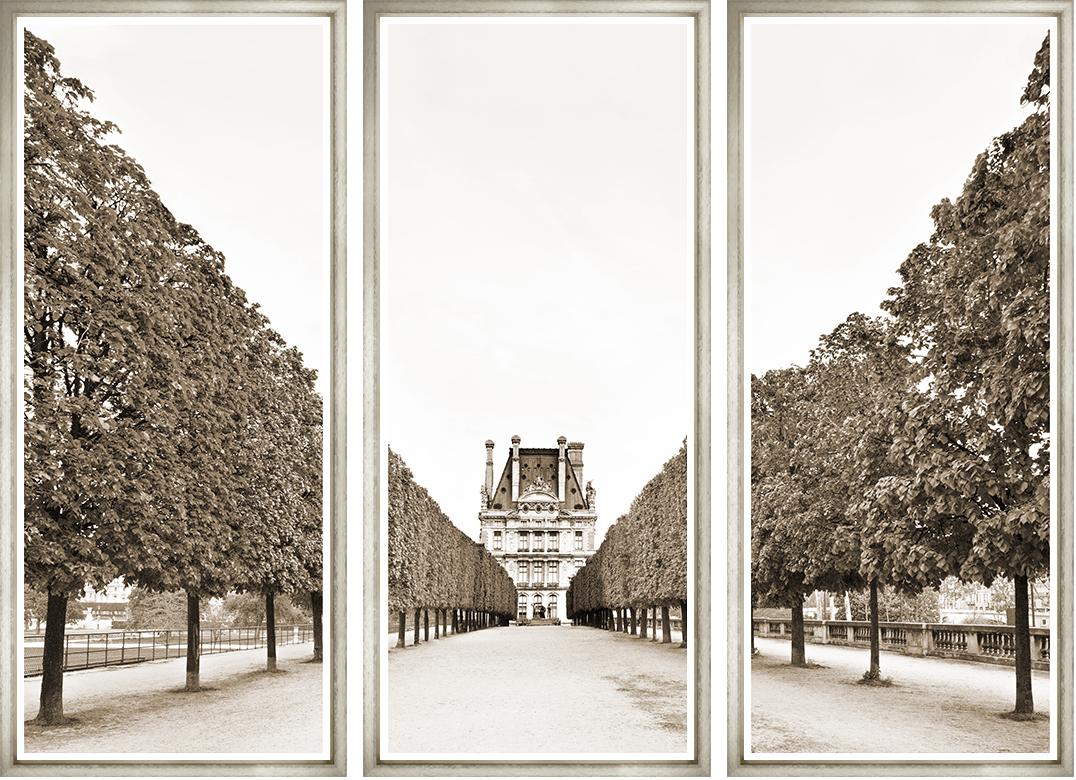 ART JARDIN DES TUILERIES TRIPTYCH 67x50