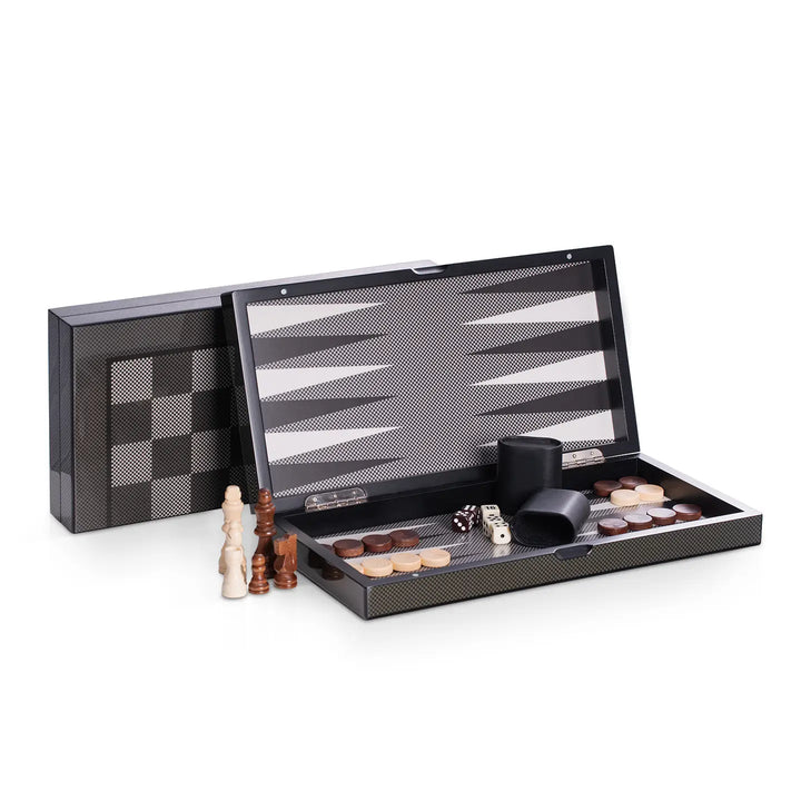BACKGAMMON SET 15.5" CARBON FIBER
