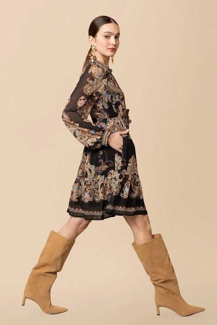 DRESS LONG SLEEVE SHORT BLACK