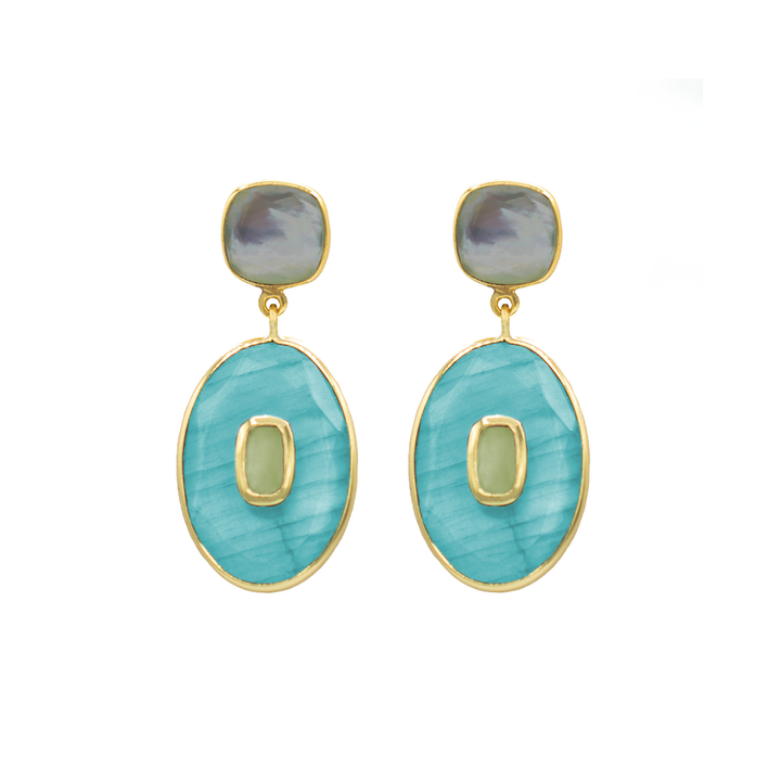 EARRINGS STONE LABRADORITE MOP