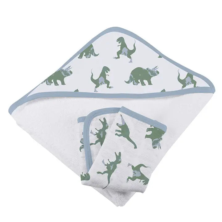 WASHCLOTH SET GRANITE GREEN DINOSAURS