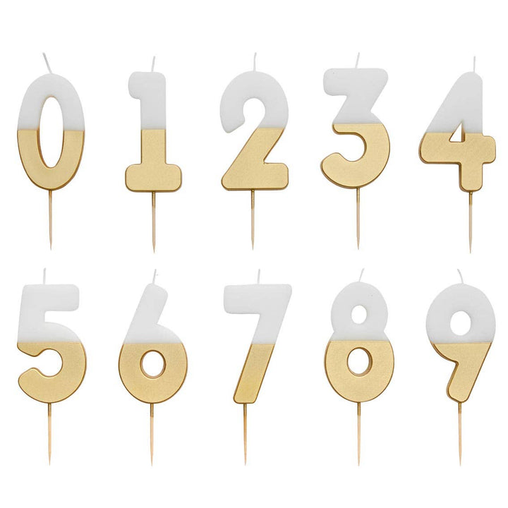 CANDLES NUMBERS WHITE&GOLD 0-9