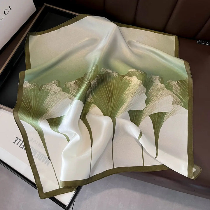 SCARF 100% SILK FLOWER ELEGANT LOTUS
