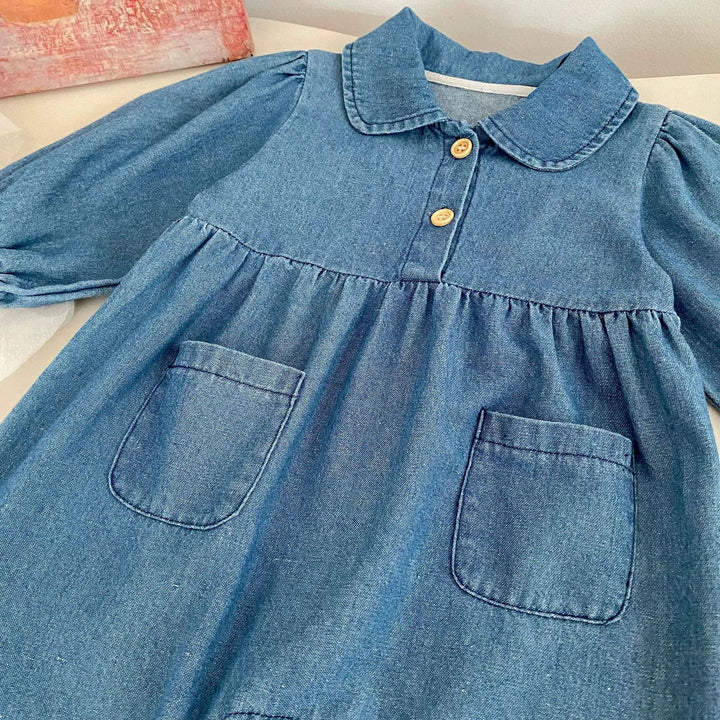 ROMPER DENIM TURN DOWN COLLAR