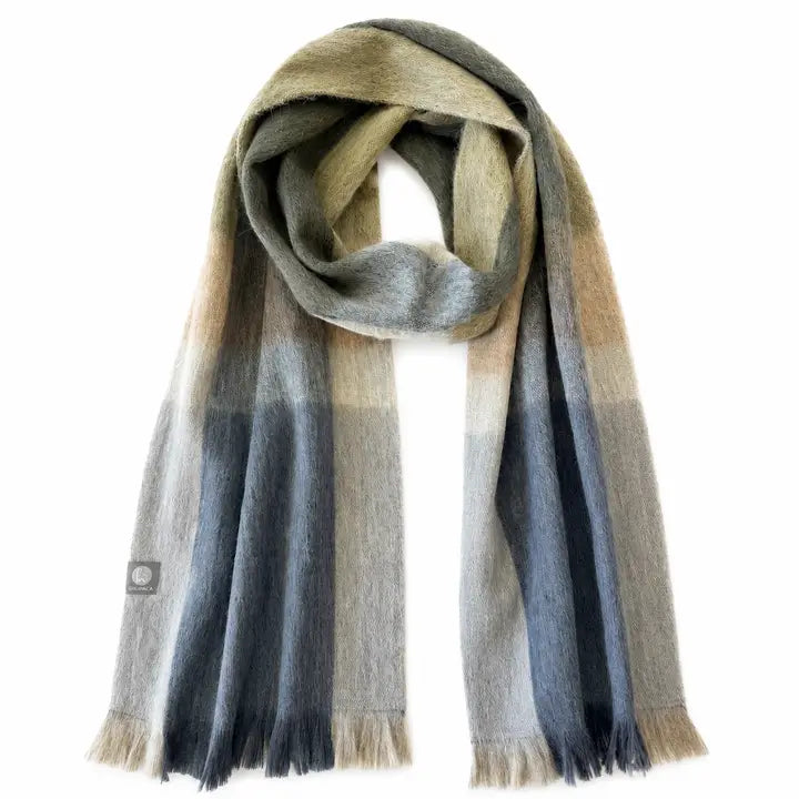 SCARF ALPACA PLAID OLIVE