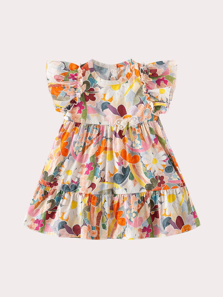 DRESS FLORAL FLY SLEEVES