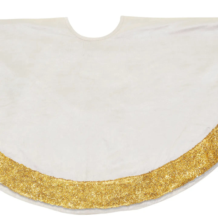 TREE SKIRT CHRISTMAS IVORY VELVET