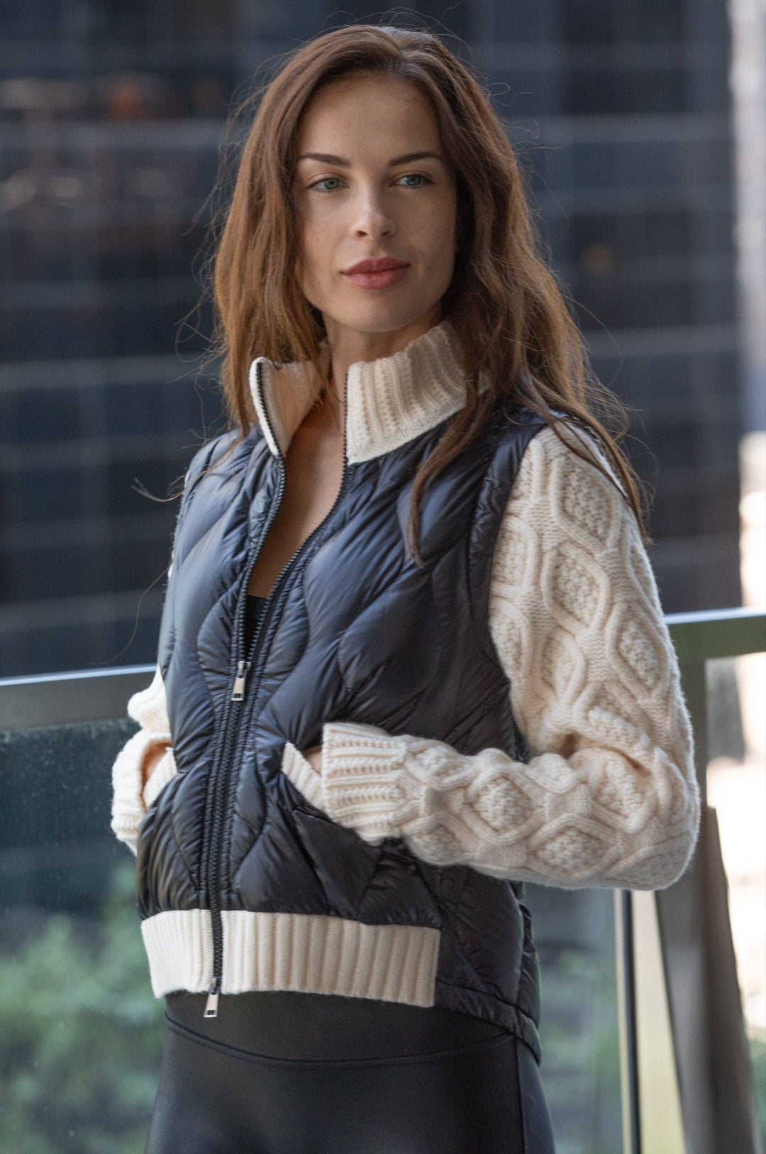 JACKET WOOL QUILTED DOWN MIDNIGHT BLACK BEIGE THE HYDE