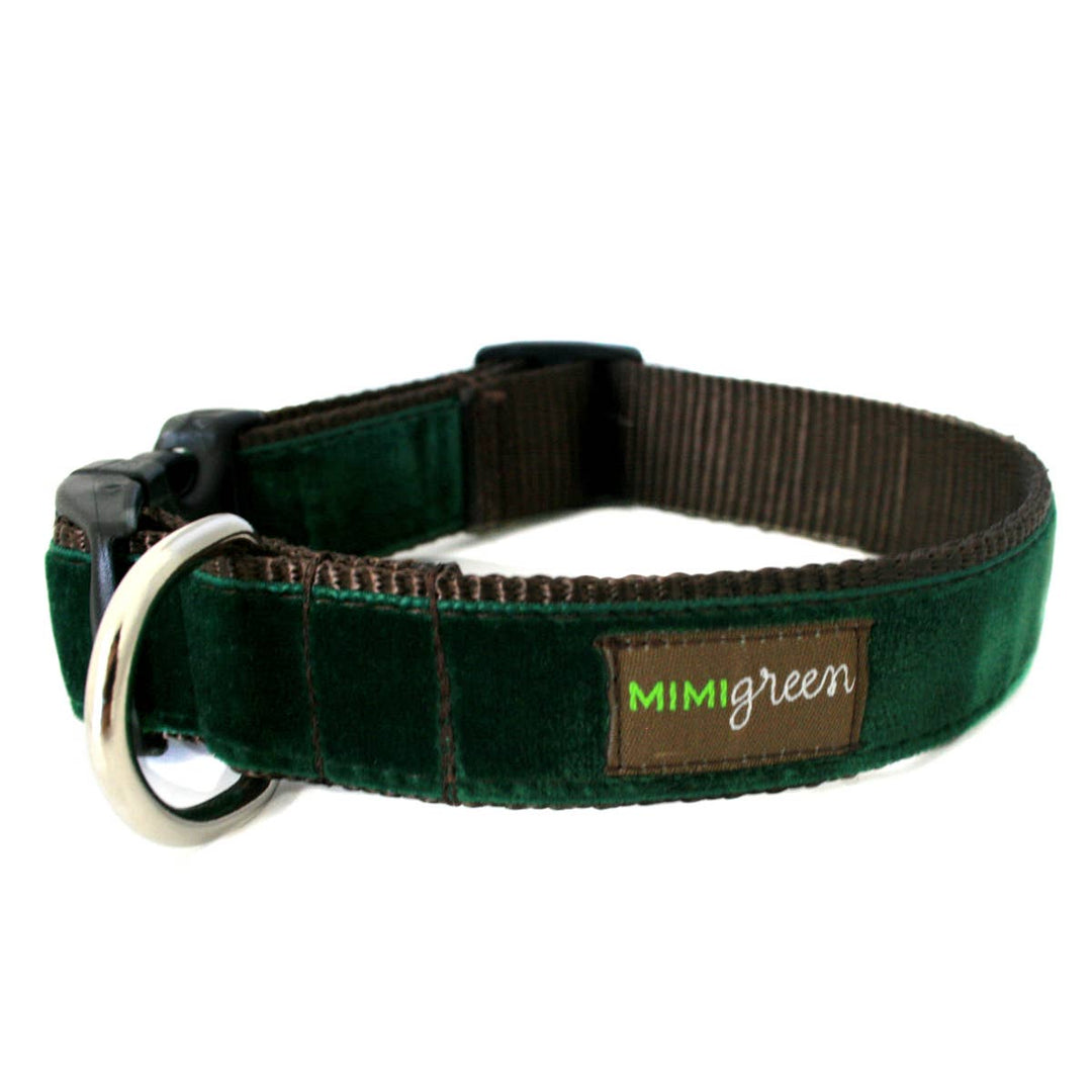 DOG COLLAR EVERGREEN DARK GREEN VELVET
