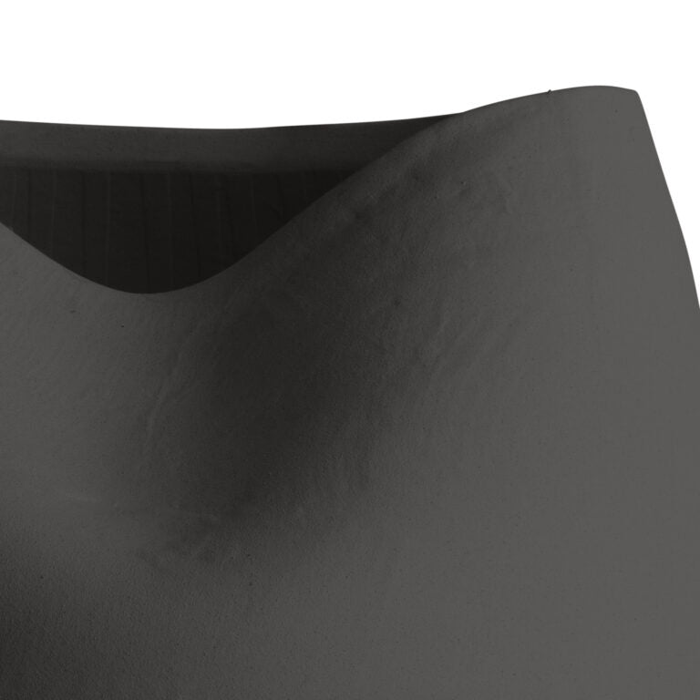 VASE BLACK CERAMIC INDENTATION 11W 14H