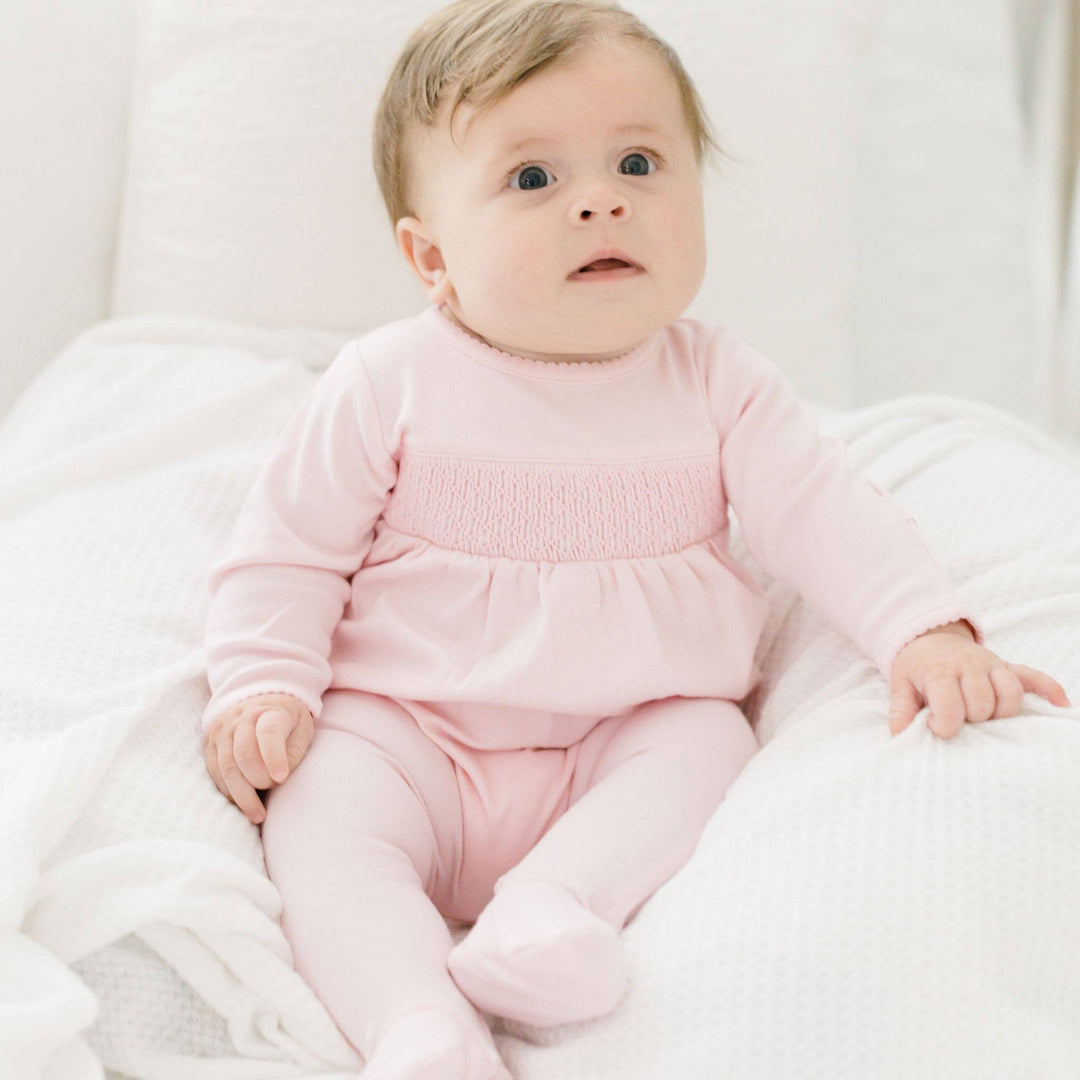FOOTIE SMOCKED PINK